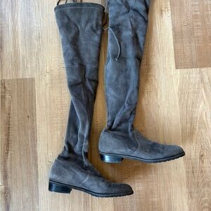 Gray Stuart Weitzman Suede Over-the-Knee Boots
